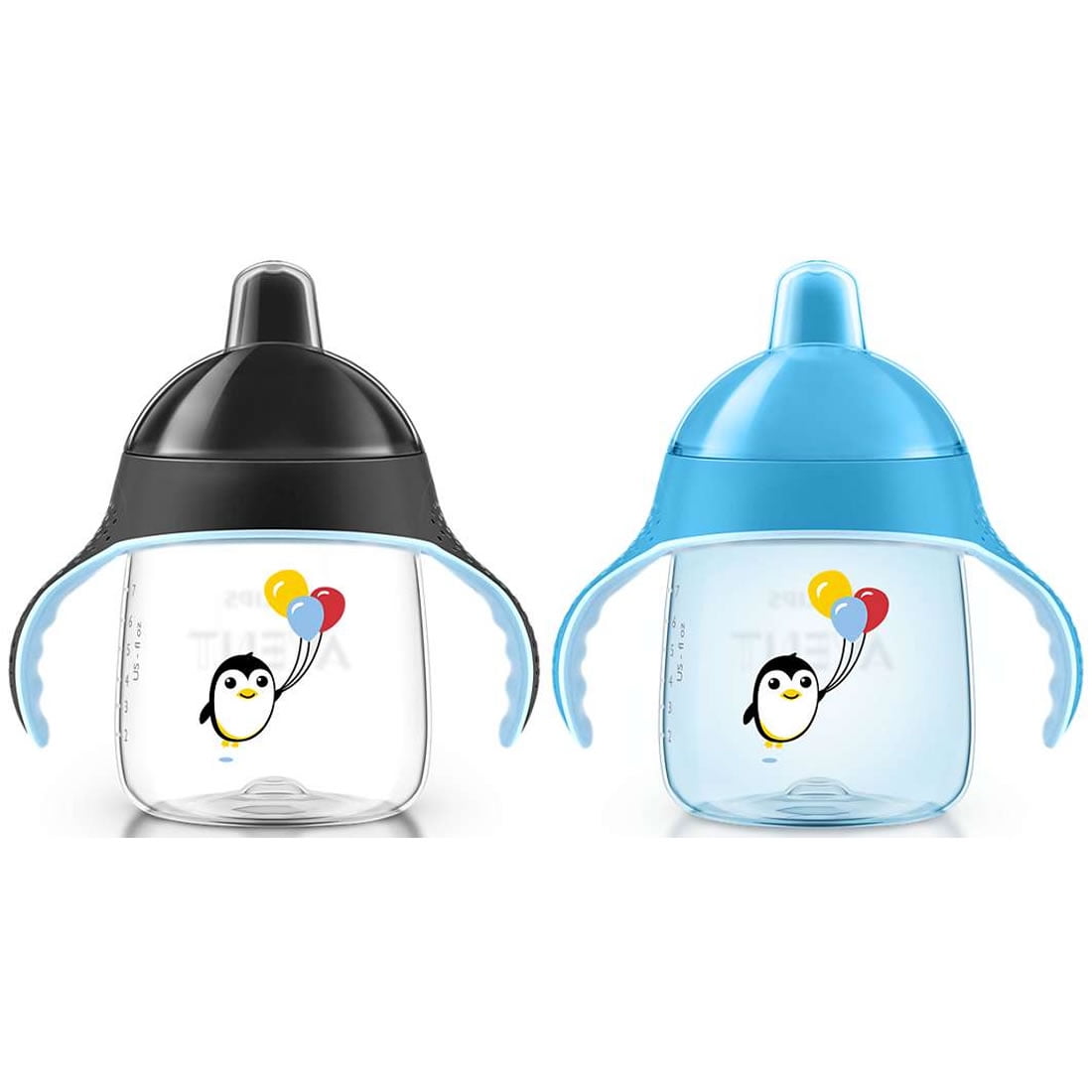 NUBY Pack of 2 Penguin Theme Baby Catch It All Bibs Waterproof Wipe Clean 6mths+