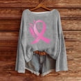 thumbnail image 2 of Sexlip Womens Sweatshirts No Hood Fall Long Sleeve Crewneck Shirts Cute Pink Ribbon Graphic Pullover Tops Outfits Gray L, 2 of 4