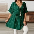 thumbnail image 4 of Women's V Neck Short Sleeve Ruffle Loose Summer Flowy Mini Dress, 4 of 7