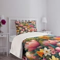 thumbnail image 2 of Ambesonne Spring Quilted Bedspread Set 2 Pcs, Dreamy Easter Eggs Floral, Twin Size, Pale Pink Seafoam Mustard, 2 of 4