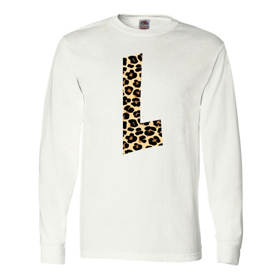 Inktastic Leopard Print Letter L Long Sleeve T-Shirt