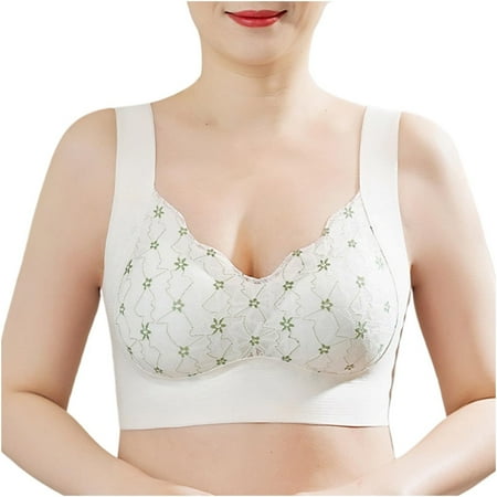 Busydd Womens Bras High Support Sports Bra Full Figure Seamless Underwear Lace Bralettes for Women No Underwire Comfort Embroidered Wireless Everyday Bralettes Solid Color Push Up Bra