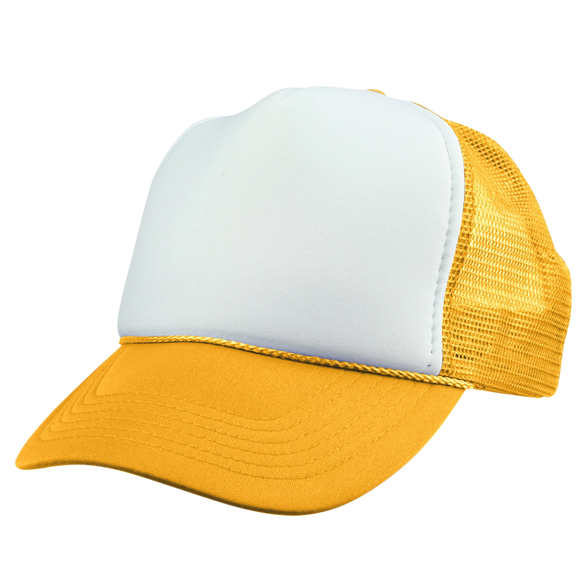 DALIX - DALIX Youth Mesh Trucker Cap Adjustable Hat in Yellow White ...