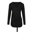 thumbnail image 4 of BLVB Womens Plus Size Tops Long Sleeve V Neck Knit Tunic Blouse Tie Front Button up T Shirts Fashion Clothes Black, 4 of 6