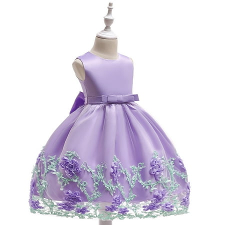 

PEASKJP Dresses for Girls 2023 Toddler Girls Sleeveless Sundress Floral Prints Princess Crew Neck Dress Purple 18-24 Months