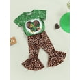 thumbnail image 3 of Genuiskids Toddler Girl 2Pcs Spring Outfits, Short Sleeve Cactus Print T-Shirt + Leopard Flare Pants Set, 3 of 9