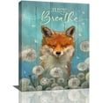 thumbnail image 1 of Bathroom Decor Wall Art Cute Orange Fox and White Dandelion Pictures Wall Decor Farmhouse Light Blue Orange Bathroom Decor Just Breathe Painting Canvas Prints Modern Home Framed Artwork 12"x16", 1 of 6
