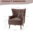 thumbnail image 3 of Upholstery Vegan Leather Armchair, Tina's Home Wingback Button Tufted Wood Leg Adult Brown, 3 of 5