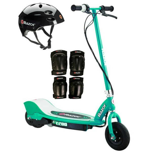 Razor E200 Electric Motorized Kids Scooter (Teal) w/ Helmet, Elbow