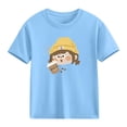 thumbnail image 6 of Piuwrlz Blue Short Shirts Sleeve Kids Girls Graphic T-Shirts Crew Neck Pullover Blue Size 7-8 Years, 6 of 7