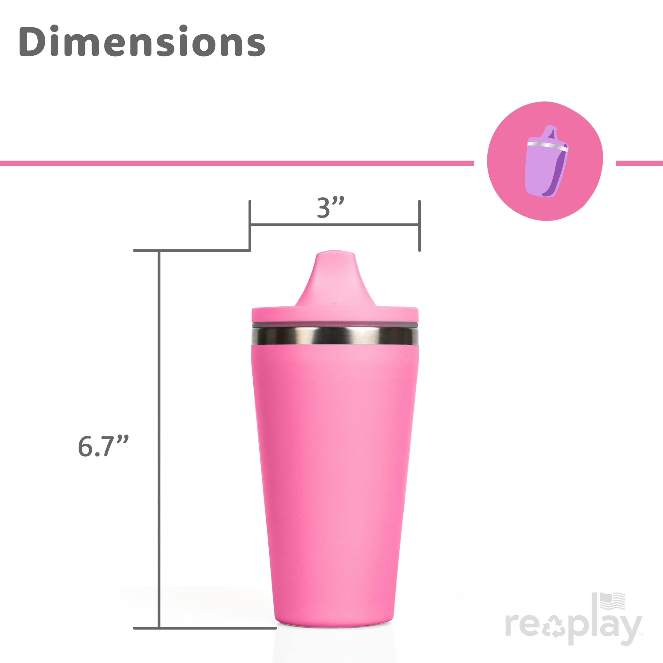 Re-Play 10 oz Insulated Stainless Steel Sippy Cups 2-Pack - No-Spill Toddler Cups, Pink/Lime Green