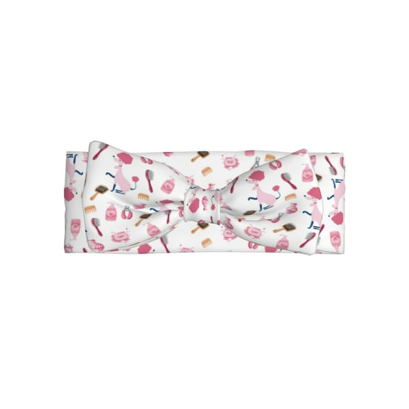 Balery Cute Poodle Dog Pattern Baby Headbands Hairbands Hair Bow Elastics for Baby Girls Newborn Infant Toddlers Kids