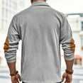 thumbnail image 4 of Resicozy Men's Corduroy Shirts Solid Color 2025 Fall Half Button Long Sleeves Shirt Casual Work Collared Shirts Gray 2XL, 4 of 9