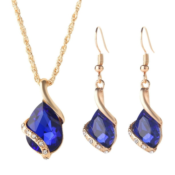 Fiudx Conjunto de Joyas, Elegante Collar y Diamantes, Elegante Conjunto de Cadena y Pendientes, Accesorios de Fiesta Ligeros, Regalo de Cumpleaños para Mujer, Atuendo Personalizado, para Ocasiones Es