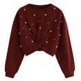 thumbnail image 2 of Mujer Color Sólido Con Cuentas Short Kinky Jumper Sweatershirt Invierno Tallas Grandes Tops Likrtyny Mujer, 2 of 4