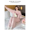 thumbnail image 2 of Cartoon Hello Kitty Cinnamorolll Half-sided Fleece Pajama Set for Women, Autumn and Winter Half-sided Fleece Anti-static Cartoon Fleece-lined and Thickened Loungewear Set, Can Be Worn Outdoors, 2 of 13
