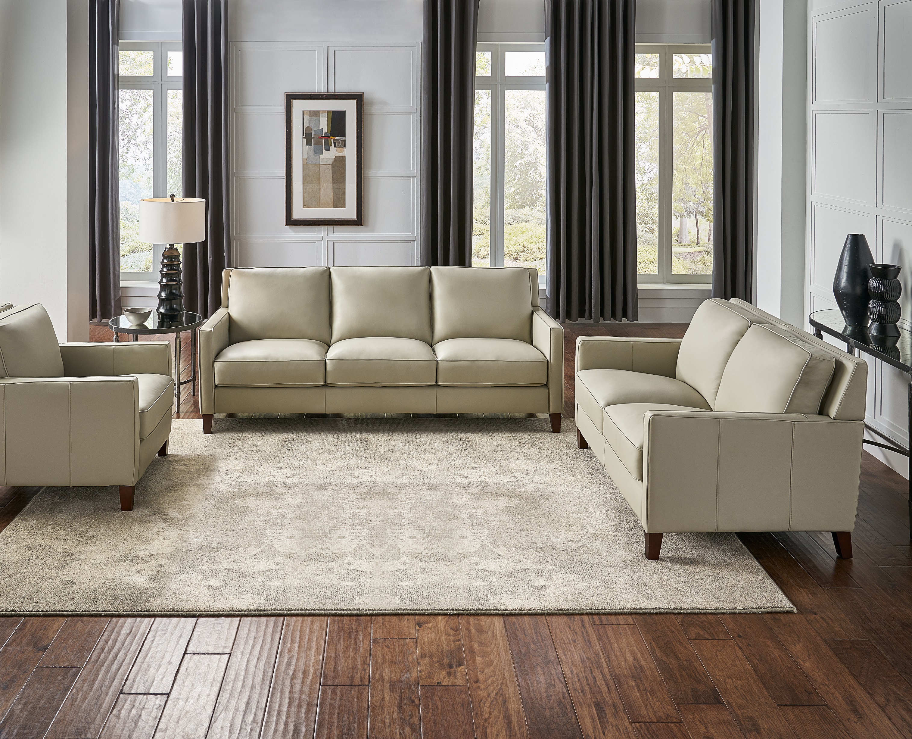 Hydeline Ashby Leather 3PC Sofa Set, Sofa, Loveseat and Chair, Ice - image 1 of 8