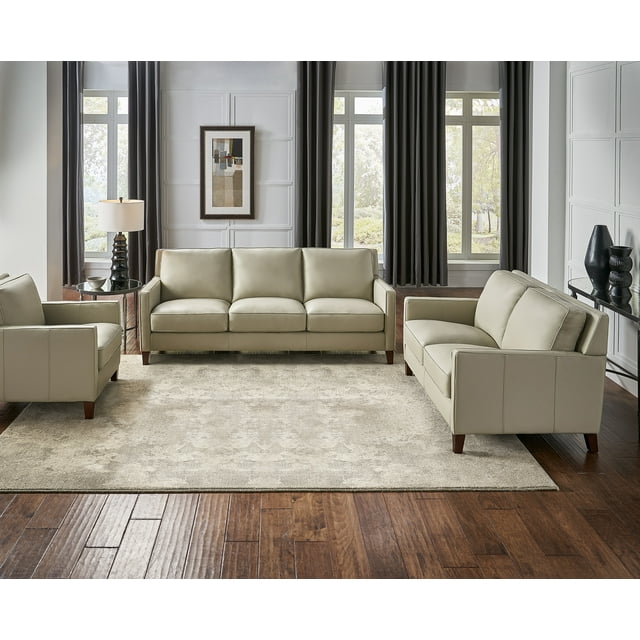 Hydeline Ashby Leather 3PC Sofa Set, Sofa, Loveseat and Chair, Ice