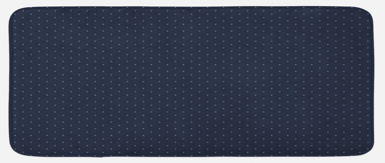 Dark Blue Kitchen Mat, Simple Small Color Dots on Dark Blue Background
