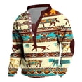 thumbnail image 3 of LODIENY Western Cowboy Henley Shirts for Men Ethnic Style Vintage Aztec Print Button Long Sleeve Half Button V Neck Graphic Tees Loose Fit Casual Pullover Tops with Elbow Patches Blue#02 XXL, 3 of 7