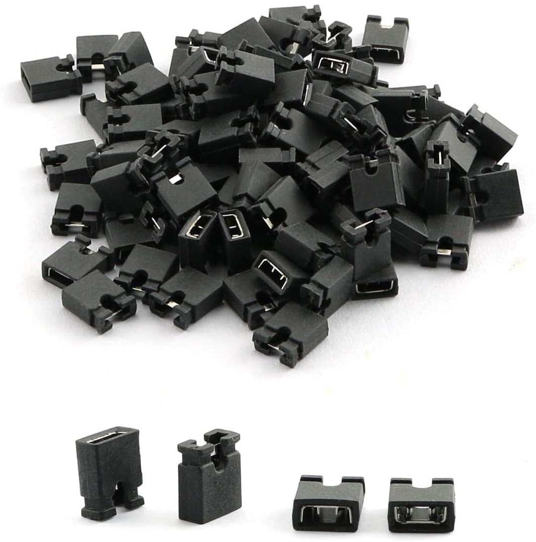 100Pcs Black 2.54mm Standard Mini Jumper Cap with Cover Connect Two Pin Header 