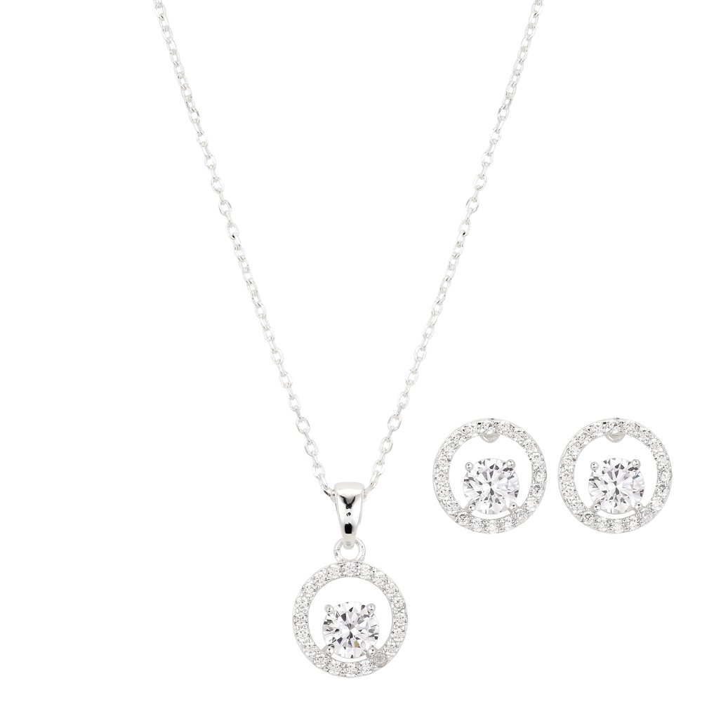 Believe by Brilliance Believe by Brilliance Fine Silver Plated Cubic Zirconia Halo Pendant