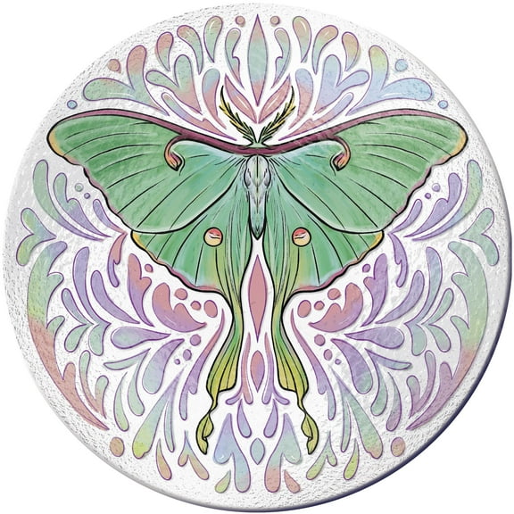 18" Luna Moth Glass Bird Bath