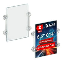 Clear Acrylic Window/Door Sign Holder Frame with Suction Cups 8.5''W x 14''H, 2-Pack