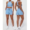thumbnail image 2 of PISONIC Women 2 Piece Workout Sets High Waisted Biker Shorts with Pockets Built in Bra Racerback Tank Tops, 2 of 7