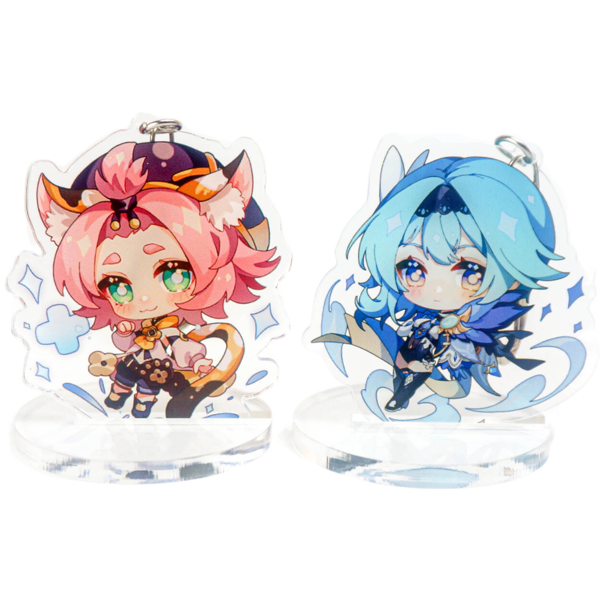 ZILEFSILK 2PCS Anime Game Genshin Impact Figure Lumine Keqing Cute