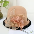 thumbnail image 2 of Dyfzdhu Women Autumn Winter Flowers Round Top Casual Fisherman Bucket Cap Small Bowler Hat Features: Khaki, 2 of 2