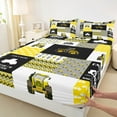 thumbnail image 3 of Manfei Yellow Farm Tractor Queen Sheet Sets,Country Farmhouse Lodge Flat Sheet,Patchwork Geometric Checkered Queen Fitted Sheet For Teens,Microfiber Bedroom Decor,4-Piece, 3 of 7
