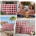 thumbnail image 5 of Red Farmhouse Outdoor Waterproof Pillow Covers, Gradient Buffalo Plaid Lattice Grid Decorative Square Throw Pillowcase Sofa Cushion Sham for Patio/Couch/Chair, 26"x26" 2 Pack, 5 of 8