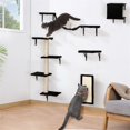 thumbnail image 3 of Pefilos Cat Wall Shelves and Perches Set, Cat Tower for Adult Cats Mounted Cat Tree House for Indoor Cats Modern Furniture for Cat Sleeping Playing Lounging Climbing Cat Tree for Large, Black, 3 of 19