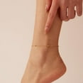 thumbnail image 6 of Ankle Bracelets for Women Dainty 18K Gold Plated Anklet Waterproof Round Beaded Paperclip Herringbone Pearl Chain Anklets Waterproof Beach Foot Jewelry, 6 of 6