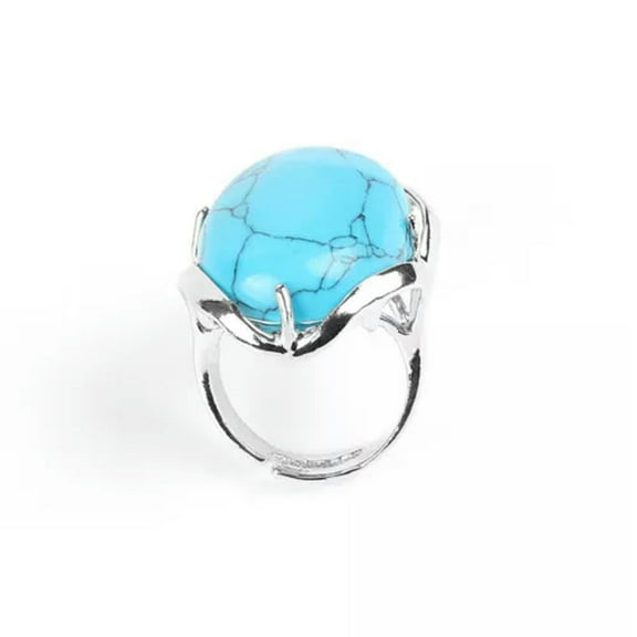 Chakra Crystal Ring Open Adjustable Quartz Stone Hollow Out Healing Reiki Gifts