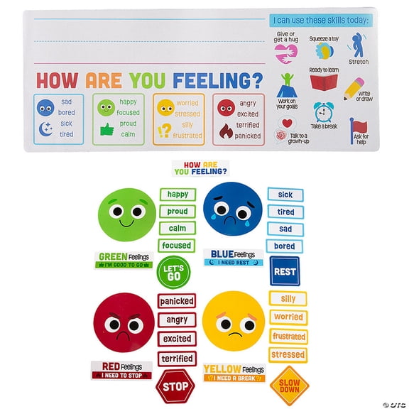 Social Emotional Learning Check-In Name Plates & Magnets Bundle Kit - 53 Pieces