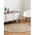 thumbnail image 2 of 3.25' Beige and Orange Medallion Round Area Throw Rug, 2 of 3