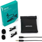 Movo Photo PM10 Omnidirectional Deluxe Lavalier Microphone with 3.5mm Jack for Smartphones, Black