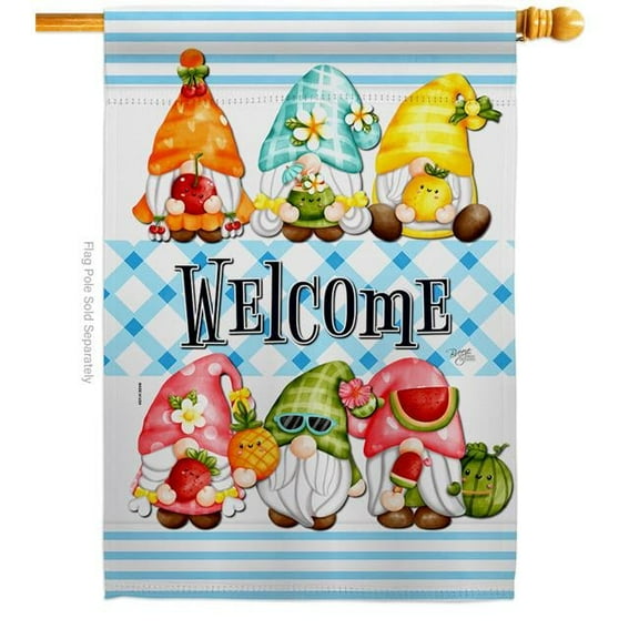 Breeze Decor H104137-BO Sweet Gnomes Food Fruit 28 x 40 in. Double-Sided Decorative Vertical House Flags for Decoration Banner Garden Yard Gift