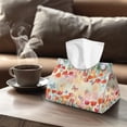 thumbnail image 4 of COEQINE Tissue Box Cover PU Leather Tissue Box Case Modern Rectangle Tissue Case Holder Table Dryer Sheet Dispenser for Home Decor Creative Decorative, Butterfly Tulip Flower Colorful, 2 PCS, 4 of 7