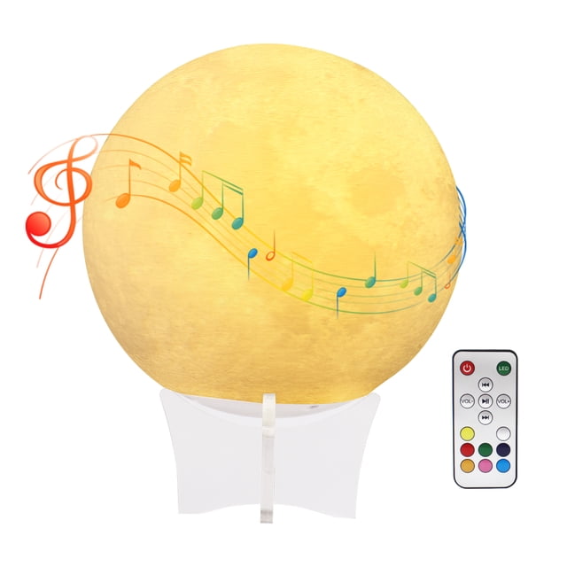 Impresión en 3D BT Altavoz Música Lámpara de luna 5.9 pulgadas 8 colores Luz de noche LED con soport Eccomum Lámpara