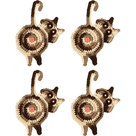 

Cute Cat Butt Coasters Handmade Crochet Cat Butt Coaster Creative Kitty Butt Crochet Coffee & Tea Drink Coaster Home Table Fun Cat Coaster Brown-White
