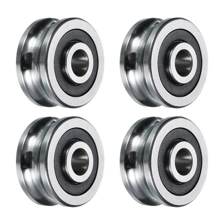 Uxcell 4 Packs SG25 U Groove Track Guide Bearing 8x30x14mm U Groove Roller Wheel (GCr15) Chrome Steel Bearings