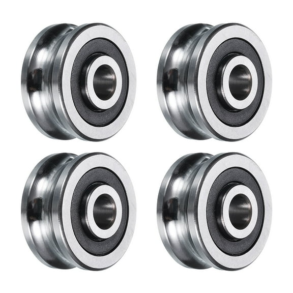 Uxcell 4 Packs SG25 U Groove Track Guide Bearing 8x30x14mm U Groove Roller Wheel (GCr15) Chrome Steel Bearings