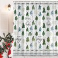 thumbnail image 2 of Winter Christmas Shower Curtain Green Christmas Tree Snow Forest Bathroom Decor Teal Pine Tree Bath Curtain Nature Scene Xmas Holiday Bathroom Decor Hooks Included 70X75in, 2 of 5