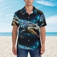 thumbnail image 2 of Gukieu Starry Sky Colorful Crocodile Print Men's Short-sleeved Shirts, Button-down Lapel Hawaiian Shirts, T-shirts, Beach Vacation Summer Casual Wear,, 2 of 7