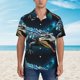 thumbnail image 2 of Balery Starry Sky Colorful Crocodile Camisas hawaianas de manga corta para hombre, camisas playeras de corte holgado, camisas de vacaciones con botones,3X-Large, 2 of 7