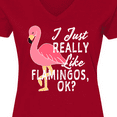 thumbnail image 4 of Inktastic I Just Really Like Flamingos Ok with Pink Flamingo Women's V-Neck T-Shirt, 4 of 5