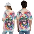 thumbnail image 5 of Hippie French Bulldog Portrait Watercolor Tie-Dye Vintage Styles All Over Print 3D Baseball Shirt Dog Lover Gifts Softball Sport - 00014, 5 of 6